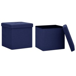  Składane stołki ze schowkiem, 2 szt., niebieski, sztuczny len Lumarko!