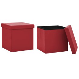 Składane stołki ze schowkiem, 2 szt., winna czerwień, PVC Lumarko!