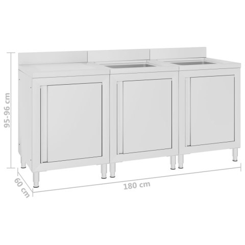  Szafka gastronomiczna ze zlewem, 180x60x96 cm, stal nierdzewna Lumarko!