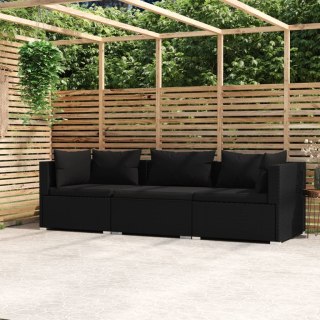  3-osobowa sofa z poduszkami, czarna, polirattan Lumarko!