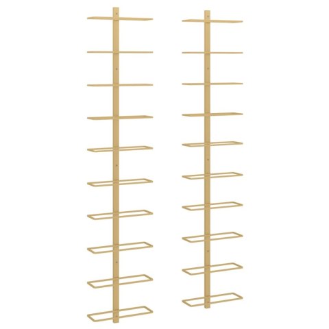  Uchwyty ścienne na 10 butelek wina, 2 szt., złote, metalowe Lumarko!