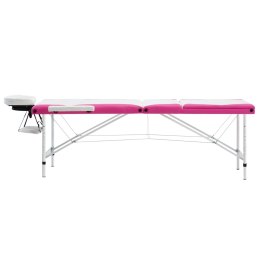 Lumarko 3-strefowy, składany stół do masażu, aluminium, biało-różowy!