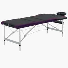 Lumarko 3-strefowy, składany stół do masażu, aluminium, czarno-fioletowy!