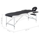  2-strefowy, składany stół do masażu, aluminium, czarno-biały Lumarko!