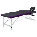  2-strefowy, składany stół do masażu, aluminium, czarno-fioletowy Lumarko!