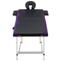  2-strefowy, składany stół do masażu, aluminium, czarno-fioletowy Lumarko!