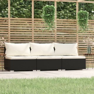  3-osobowa sofa z poduszkami, czarna, polirattan Lumarko!