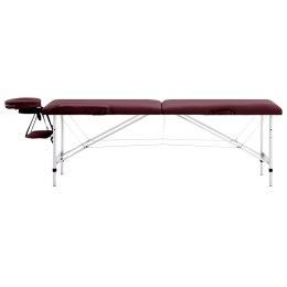  Składany stół do masażu, 2 strefy, aluminiowy, winny fiolet Lumarko!