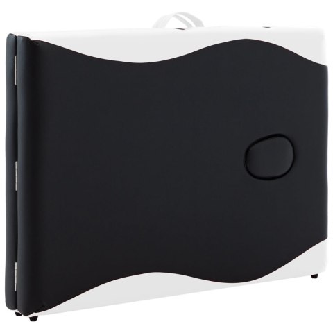  Składany stół do masażu, 2 strefy, drewniany, czarno-biały Lumarko!