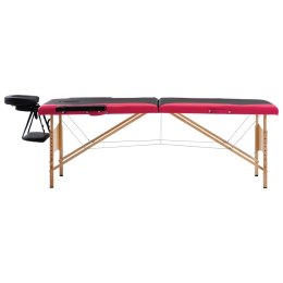 Składany stół do masażu, 2 strefy, drewniany, czarno-różowy Lumarko!