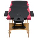  Składany stół do masażu, 2 strefy, drewniany, czarno-różowy Lumarko!