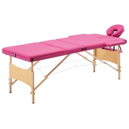 Składany stół do masażu, 3 strefy, drewniany, różowy Lumarko!