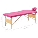  Składany stół do masażu, 3 strefy, drewniany, różowy Lumarko!