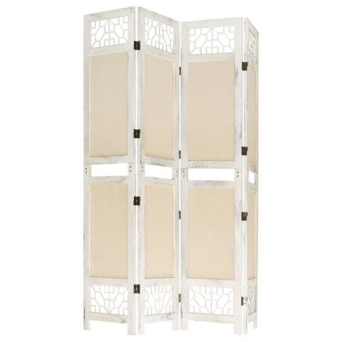 338559 vidaXL 4-Panel Room Divider Cream 140x165 cm Fabric Lumarko!