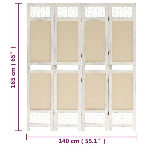 338559 vidaXL 4-Panel Room Divider Cream 140x165 cm Fabric Lumarko!