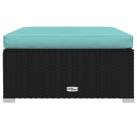  Podnóżek ogrodowy z poduszką, czarny, 70x70x30 cm, polirattan Lumarko!