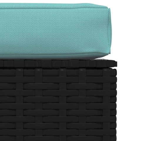  Podnóżek ogrodowy z poduszką, czarny, 70x70x30 cm, polirattan Lumarko!