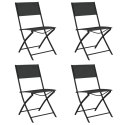  Składane krzesła ogrodowe, 4 szt., czarne, stal i textilene Lumarko!