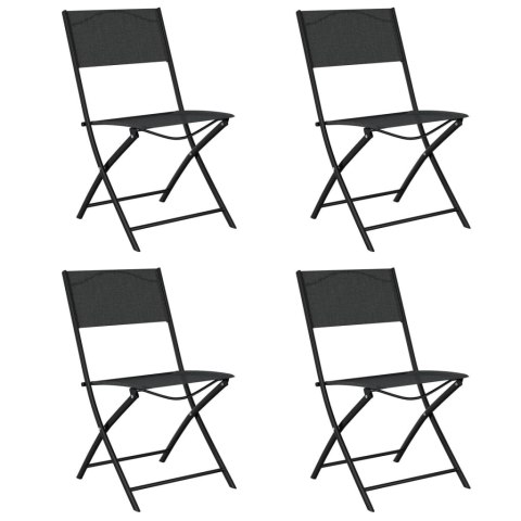  Składane krzesła ogrodowe, 4 szt., czarne, stal i textilene Lumarko!