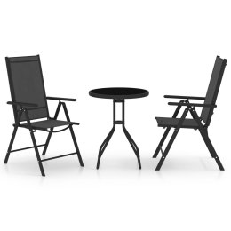  3-cz. zestaw mebli bistro, aluminium i textilene, czarny Lumarko!