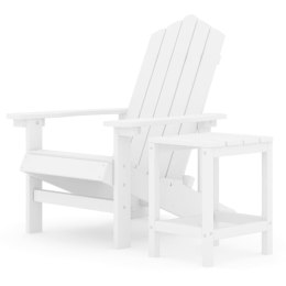  Krzesło ogrodowe Adirondack ze stolikiem, HDPE, białe Lumarko!