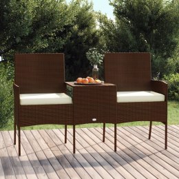 Lumarko 2-osobowa sofa ogrodowa ze stolikiem, rattan PE, brązowa!