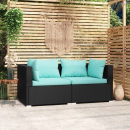  2-osobowa sofa ogrodowa z poduszkami, czarna, polirattan Lumarko!