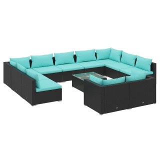  12-cz. zestaw mebli do ogrodu, z poduszkami, rattan PE, czarny Lumarko!