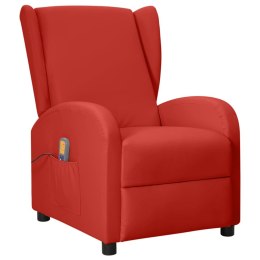  Rozkładany fotel masujący uszak, winna czerwień, sztuczna skóra Lumarko!