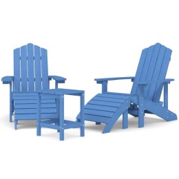  Krzesła  z podnóżkami i stolikiem, HDPE, niebieskie Lumarko!
