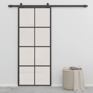  Drzwi przesuwne, aluminium i szkło ESG, 90x205 cm, czarne Lumarko!