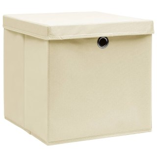  Pudła z pokrywami, 10 szt., kremowe, 32x32x32 cm, tkanina Lumarko!