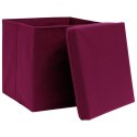  4 pudełka z pokrywami, ciemnoczerwone, 32x32x32 cm, tkanina Lumarko!