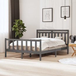  Rama łóżka, szara, lite drewno, 150x200 cm, 5FT, King Size Lumarko!
