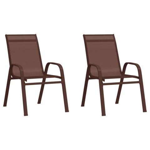  Sztaplowane krzesła ogrodowe, 2 szt., brąz, tworzywo textilene Lumarko!