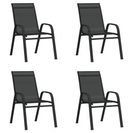  Sztaplowane krzesła ogrodowe, 4 szt., czarne tworzywo textilene Lumarko!