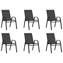  Sztaplowane krzesła ogrodowe, 6 szt., czarne tworzywo textilene Lumarko!