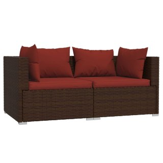  2-osobowa sofa ogrodowa z poduszkami, polirattan, brązowa Lumarko!