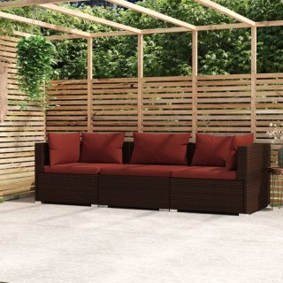  3-osobowa sofa ogrodowa z poduszkami, polirattan, brązowa Lumarko!