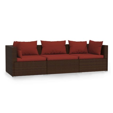  3-osobowa sofa ogrodowa z poduszkami, polirattan, brązowa Lumarko!