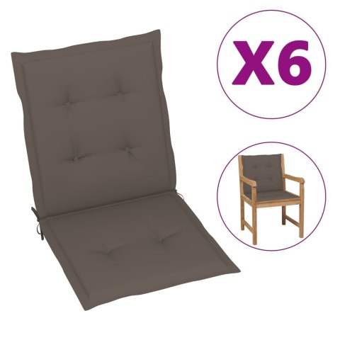  Poduszki na krzesła ogrodowe, 6 szt., kolor taupe, 100x50x3 cm Lumarko!