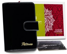 Mały skórzany portfel damski czerwony — Peterson
