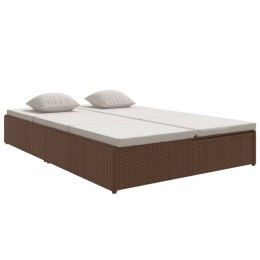 Lumarko Rozkładane łóżko ogrodowe z poduszką, polirattan, brązowe!