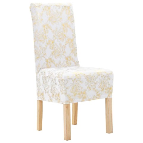  6 elastycznych pokrowców na krzesła, białe ze złotym nadrukiem Lumarko!