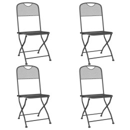  Składane krzesła ogrodowe, 4 szt., antracytowe, metalowa siatka Lumarko!