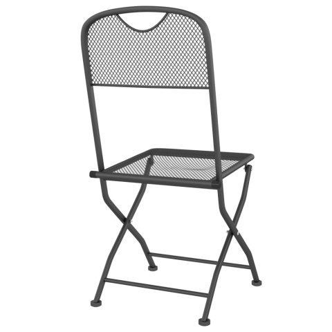  Składane krzesła ogrodowe, 4 szt., antracytowe, metalowa siatka Lumarko!
