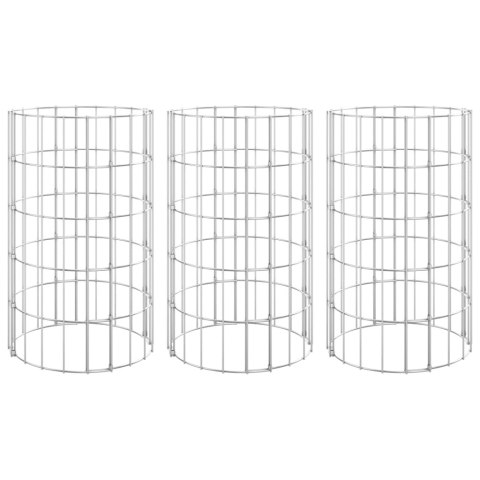  Okrągłe donice gabionowe, podniesione, 3 szt., stal, Ø30x50 cm Lumarko!