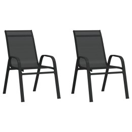  Sztaplowane krzesła ogrodowe, 2 szt., czarne tworzywo textilene Lumarko!