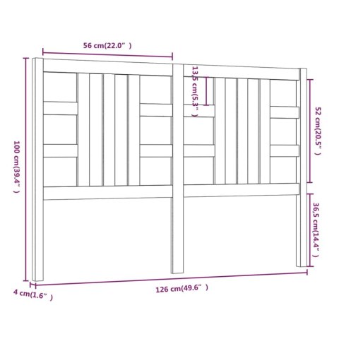  Wezgłowie łóżka, 126x4x100 cm, lite drewno sosnowe Lumarko!