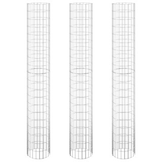  Okrągłe donice gabionowe, podniesione, 3 szt., stal, Ø30x200 cm Lumarko!